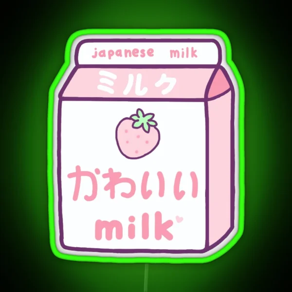 Kawaii Strawberry Milk RGB Neon Sign