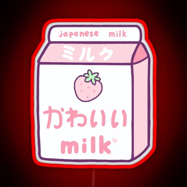 Kawaii Strawberry Milk RGB Neon Sign