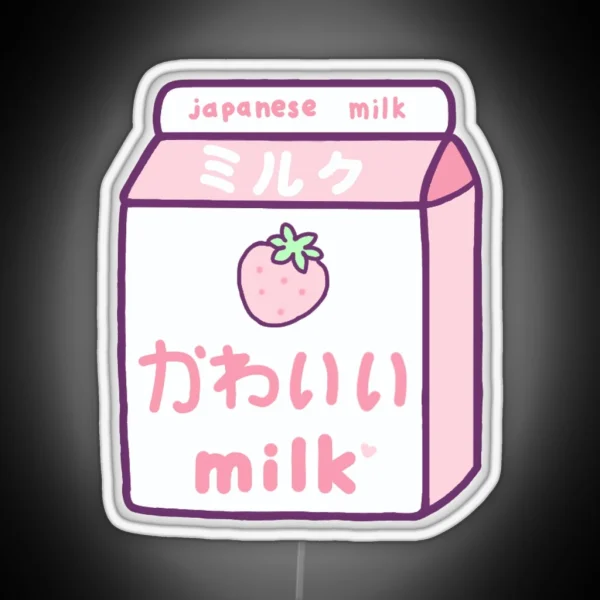 Kawaii Strawberry Milk RGB Neon Sign