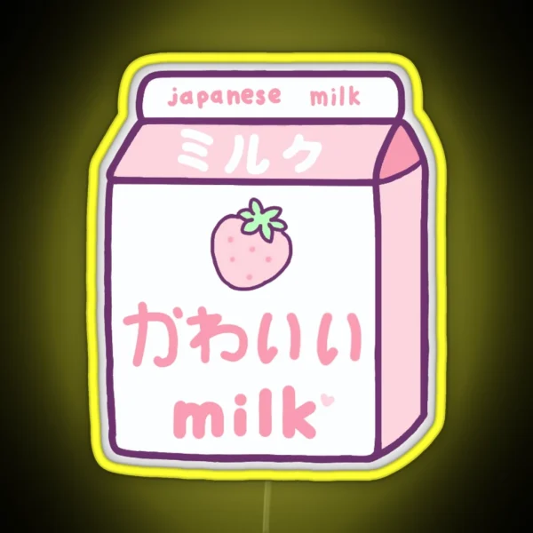 Kawaii Strawberry Milk RGB Neon Sign