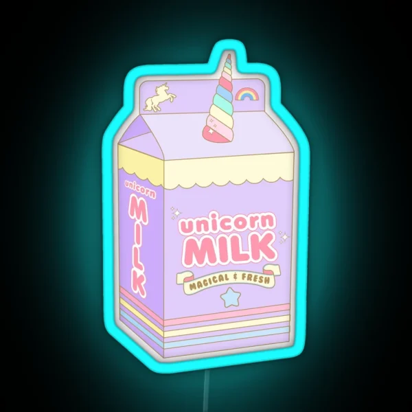 Kawaii Unicorn Milk Carton RGB Neon Sign