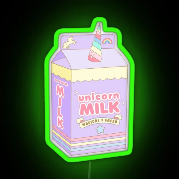 Kawaii Unicorn Milk Carton RGB Neon Sign