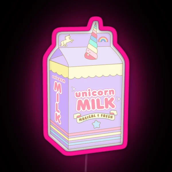 Kawaii Unicorn Milk Carton RGB Neon Sign