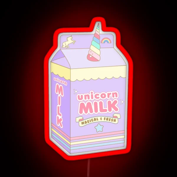 Kawaii Unicorn Milk Carton RGB Neon Sign