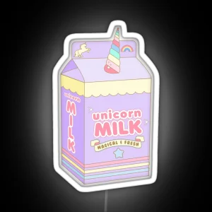 Kawaii Unicorn Milk Carton RGB Neon Sign