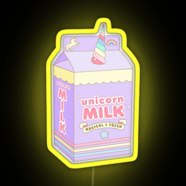 Kawaii Unicorn Milk Carton RGB Neon Sign