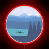 RGB Glowing Wall Sign Featuring Kayaks in Forest Mountain Landscape
