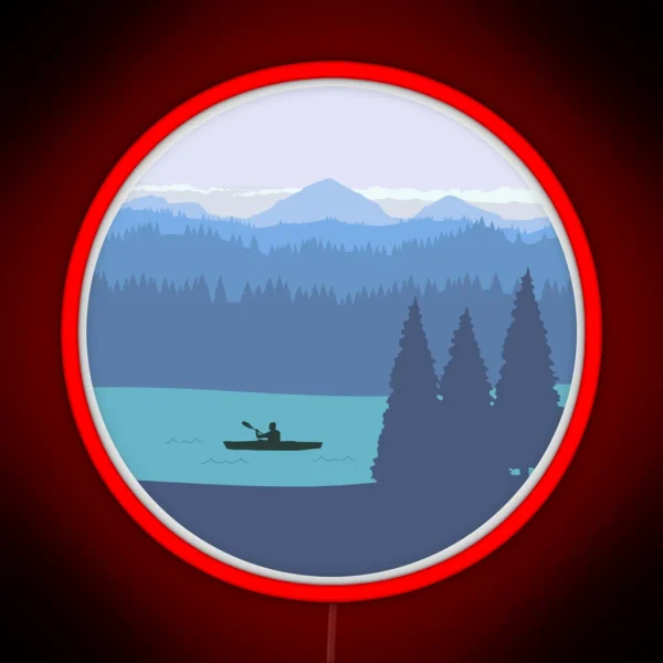 Kayak Forest And Mountains RGB Neon Sign
