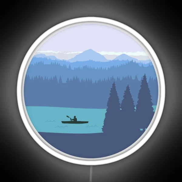 Kayak Forest And Mountains RGB Neon Sign