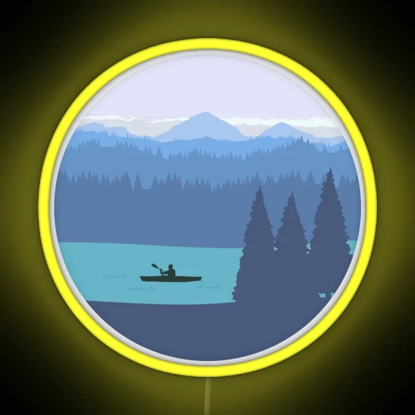 Kayak Forest And Mountains RGB Neon Sign