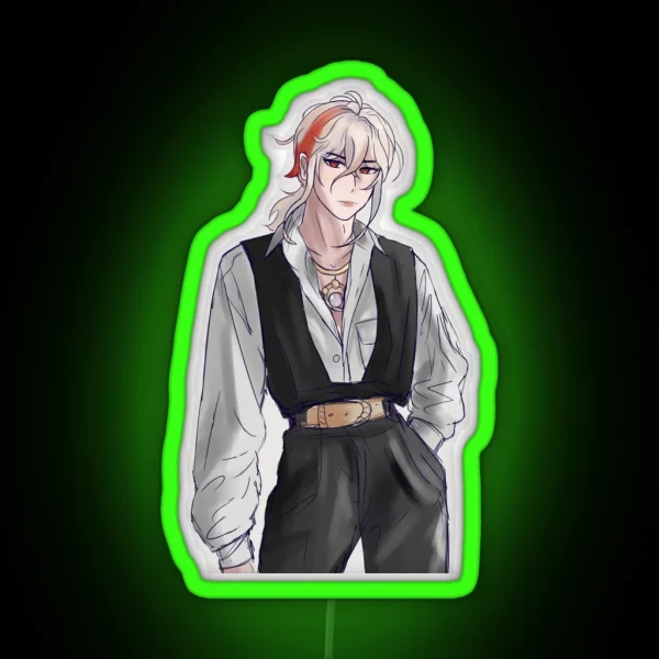 Kazuha Modern AU Genshin Impact Fanart RGB Neon Sign