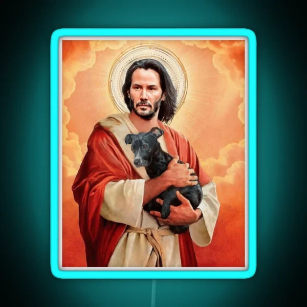 Keanu Christ W Dog RGB Neon Sign