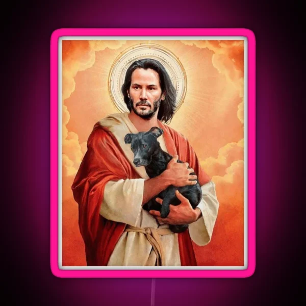 Keanu Christ W Dog RGB Neon Sign