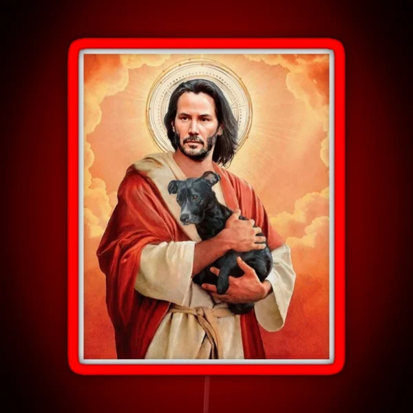 Keanu Christ W Dog RGB Neon Sign