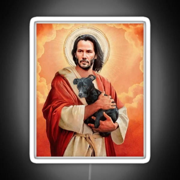 Keanu Christ W Dog RGB Neon Sign