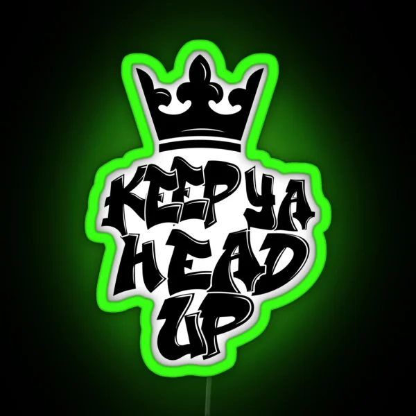 Keep Ya Head Up Old School Hip Hop Crown Rap 90s RGB Neon Sign