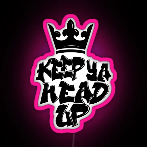 Keep Ya Head Up Old School Hip Hop Crown Rap 90s RGB Neon Sign