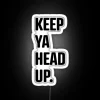 Inspiring motivational phrase "Keep Ya Head Up" in vibrant RGB lighting.