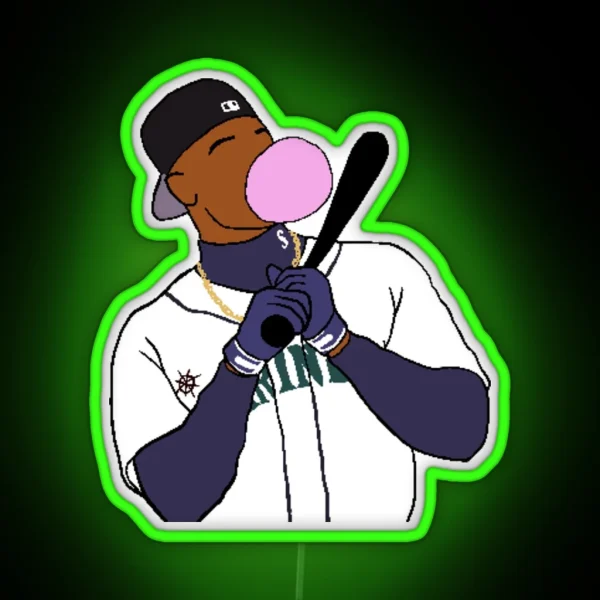 Ken Griffey Jr Bubblegum Backwards Hat RGB Neon Sign