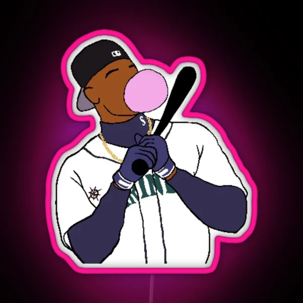 Ken Griffey Jr Bubblegum Backwards Hat RGB Neon Sign