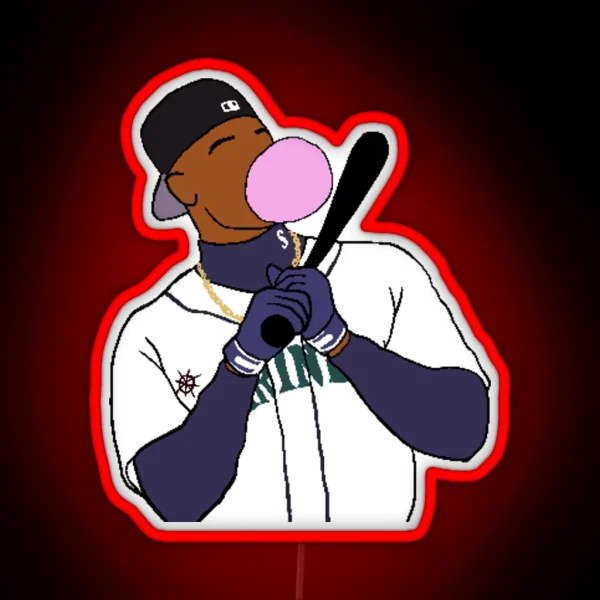 Ken Griffey Jr Bubblegum Backwards Hat RGB Neon Sign