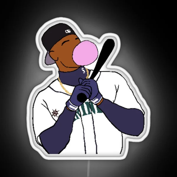 Ken Griffey Jr Bubblegum Backwards Hat RGB Neon Sign