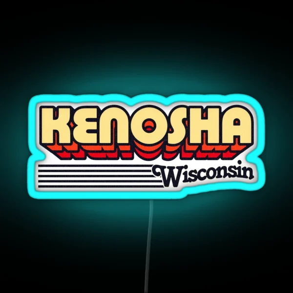 Kenosha Wisconsin Retro Stripes RGB Neon Sign