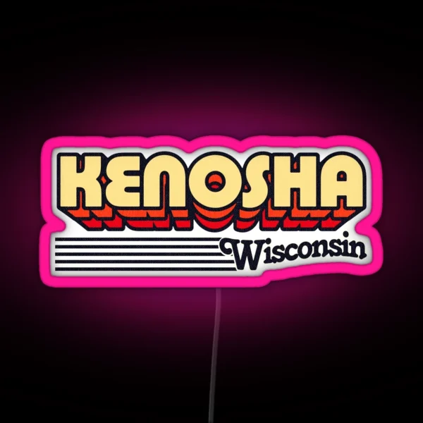 Kenosha Wisconsin Retro Stripes RGB Neon Sign