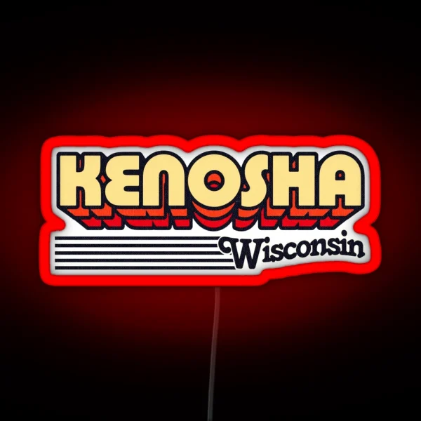Kenosha Wisconsin Retro Stripes RGB Neon Sign