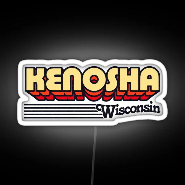 Kenosha Wisconsin Retro Stripes RGB Neon Sign