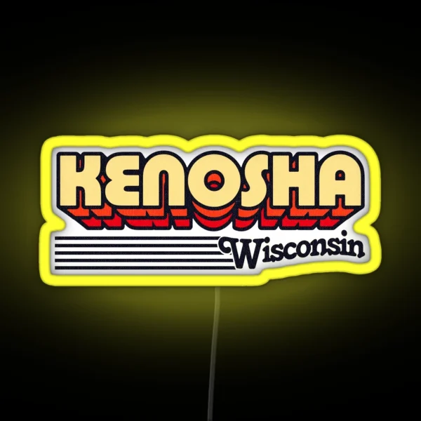 Kenosha Wisconsin Retro Stripes RGB Neon Sign