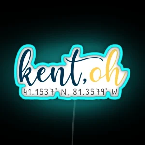 Kent Ohio Coordinates RGB Neon Sign