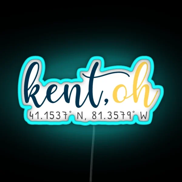 Kent Ohio Coordinates RGB Neon Sign