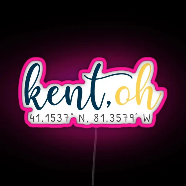 Kent Ohio Coordinates RGB Neon Sign