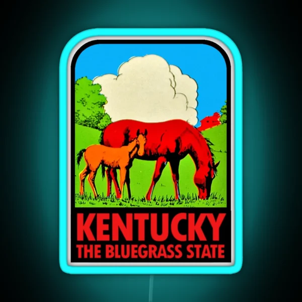 Kentucky KY The Bluegrass State Vintage Travel Decal RGB Neon Sign