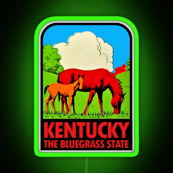 Kentucky KY The Bluegrass State Vintage Travel Decal RGB Neon Sign