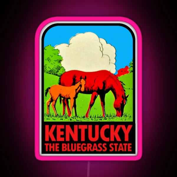 Kentucky KY The Bluegrass State Vintage Travel Decal RGB Neon Sign