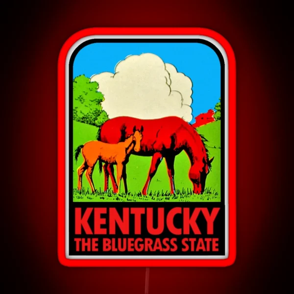 Kentucky KY The Bluegrass State Vintage Travel Decal RGB Neon Sign