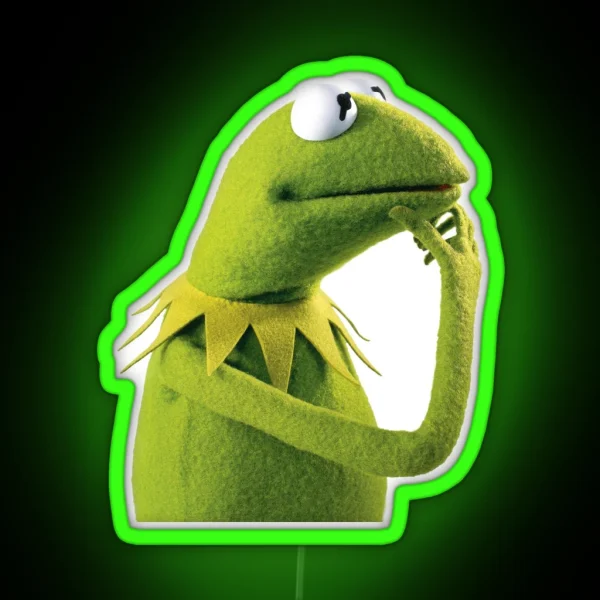 Kermit Contemplating An Aesthetic RGB Neon Sign