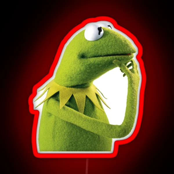 Kermit Contemplating An Aesthetic RGB Neon Sign