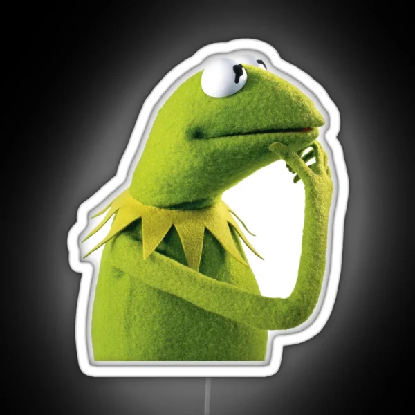 Kermit Contemplating An Aesthetic RGB Neon Sign