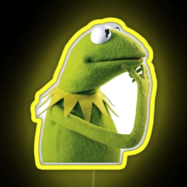 Kermit Contemplating An Aesthetic RGB Neon Sign