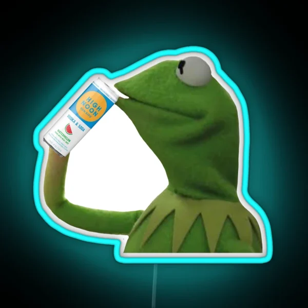 Kermit Drinking High Noon RGB Neon Sign