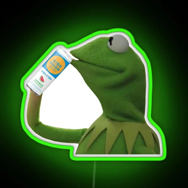 Kermit Drinking High Noon RGB Neon Sign