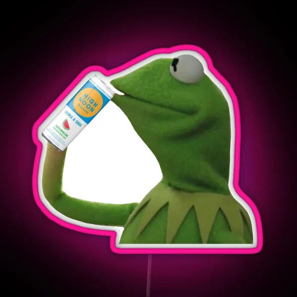 Kermit Drinking High Noon RGB Neon Sign
