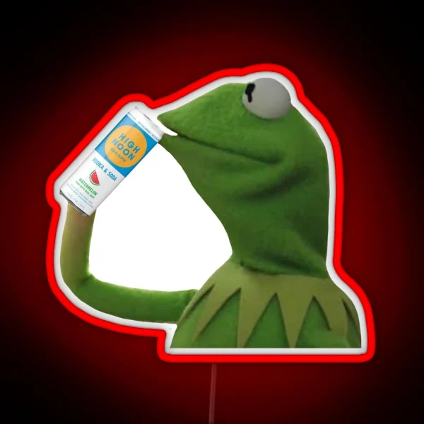 Kermit Drinking High Noon RGB Neon Sign