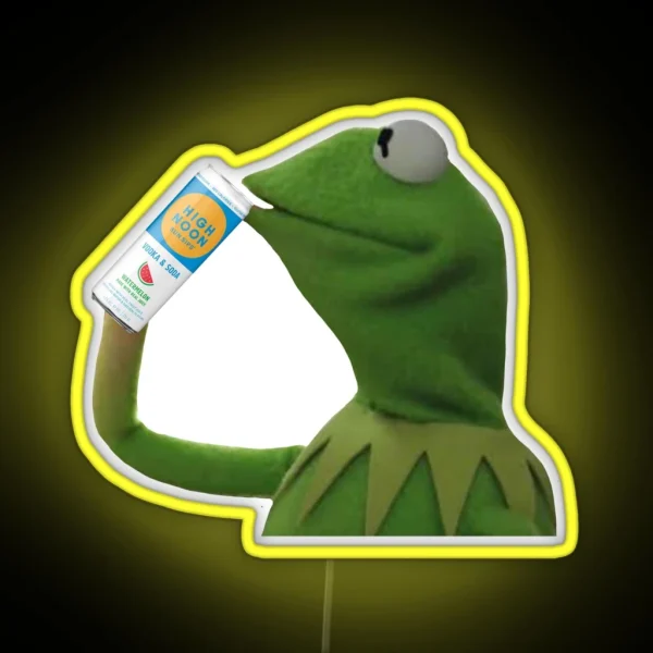 Kermit Drinking High Noon RGB Neon Sign