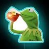 Kermit's Secret Tea Time Habits in Vibrant Multicolor Neon Lighting