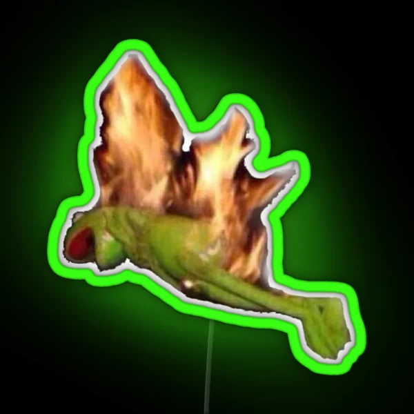 Kermit On Fire RGB Neon Sign