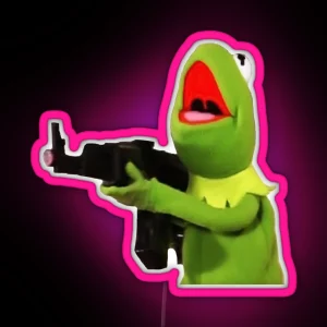 Kermit The Frog With Gun RGB Neon Sign